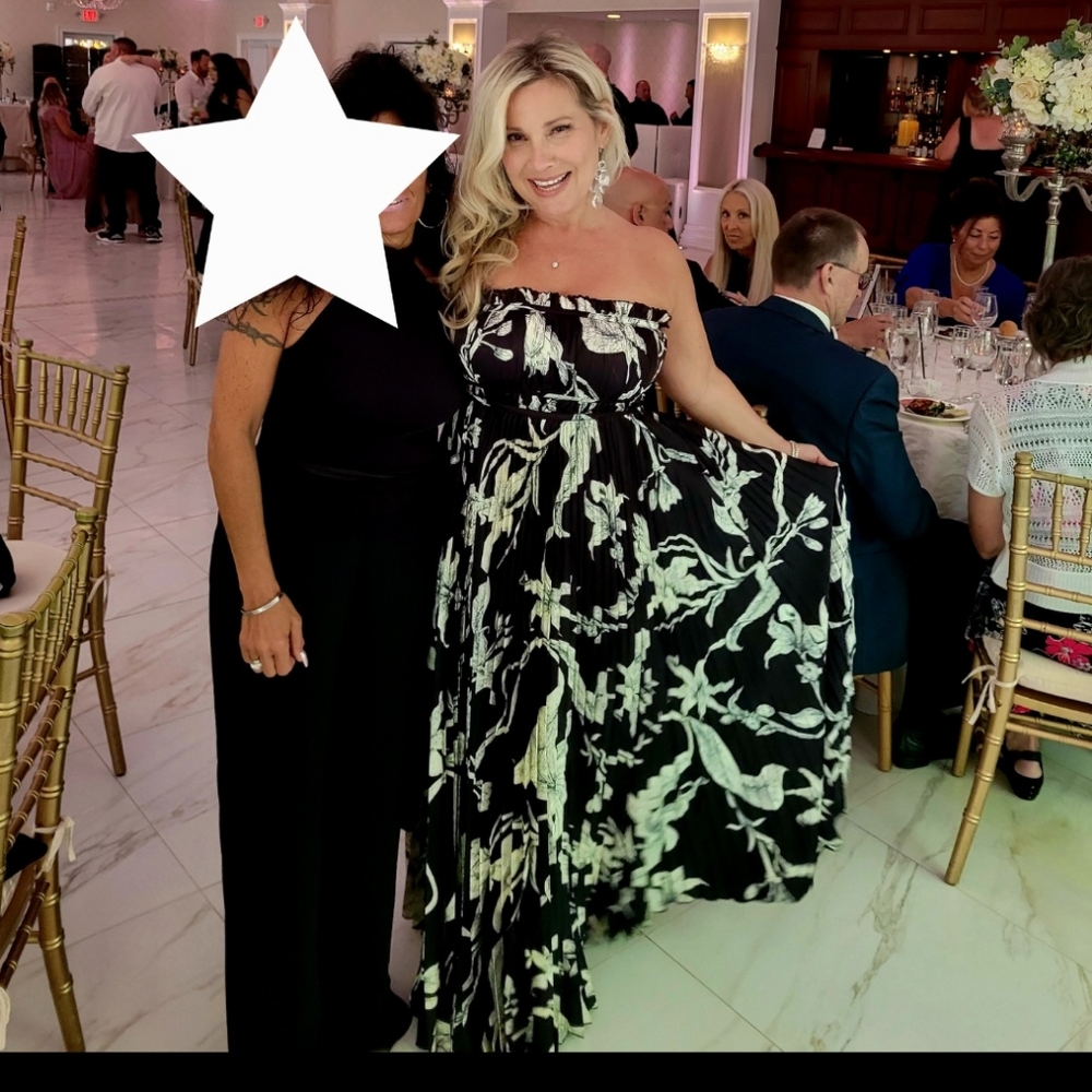 Pedal and Pup * Angelique floral strapless Pleated maxi dress